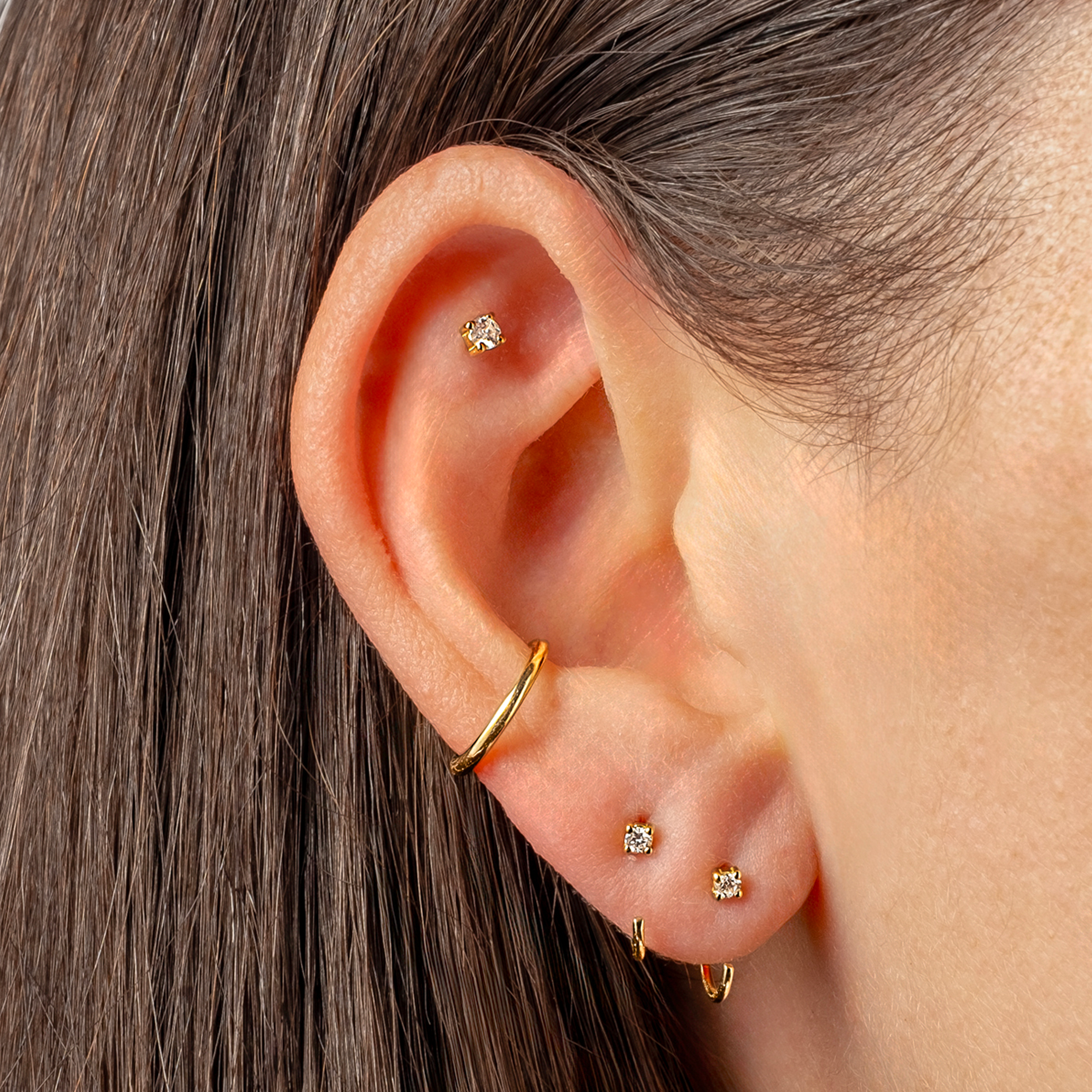 Piercing diamant 2,5 mm solitaire Halo