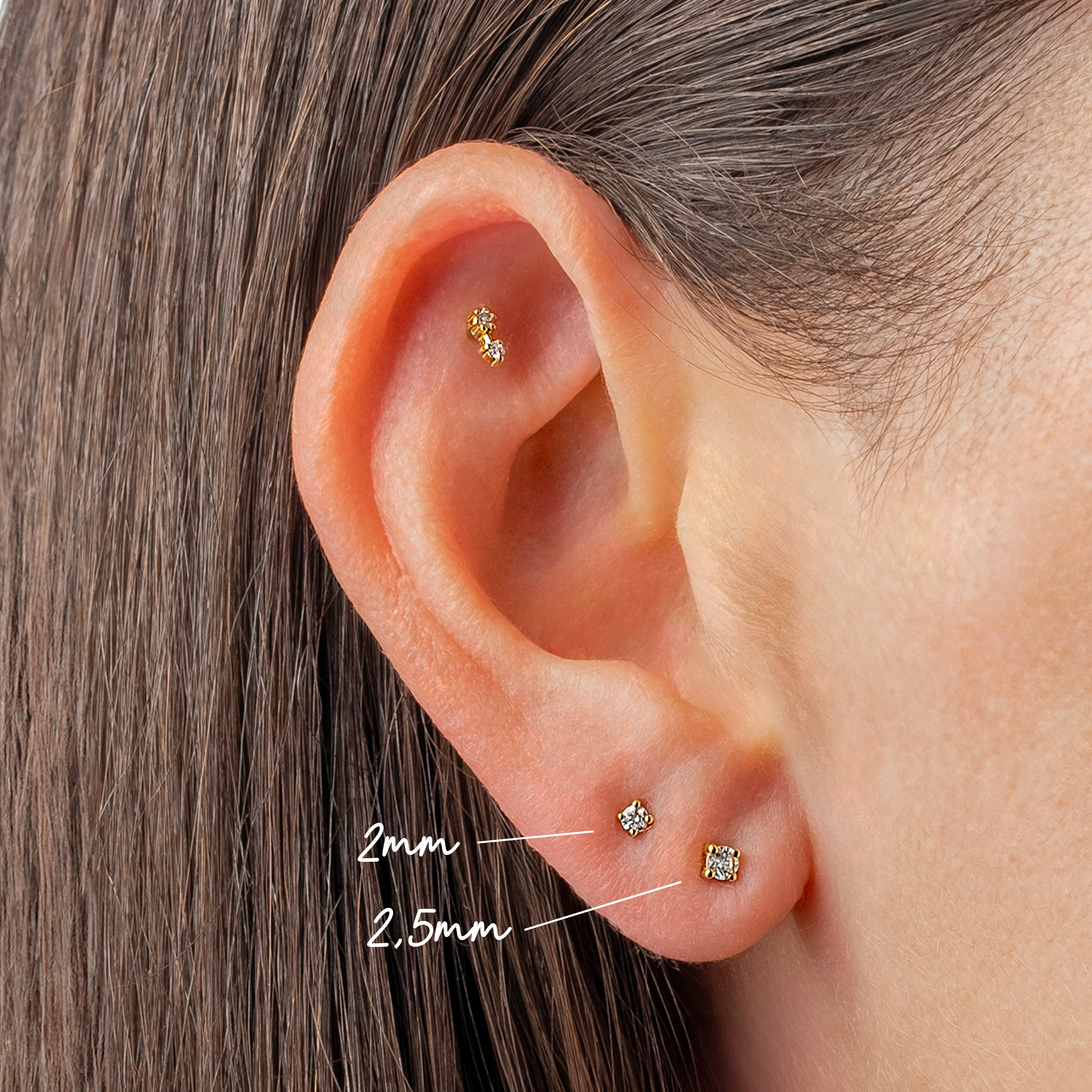 Piercing diamant 2 mm solitaire Halo